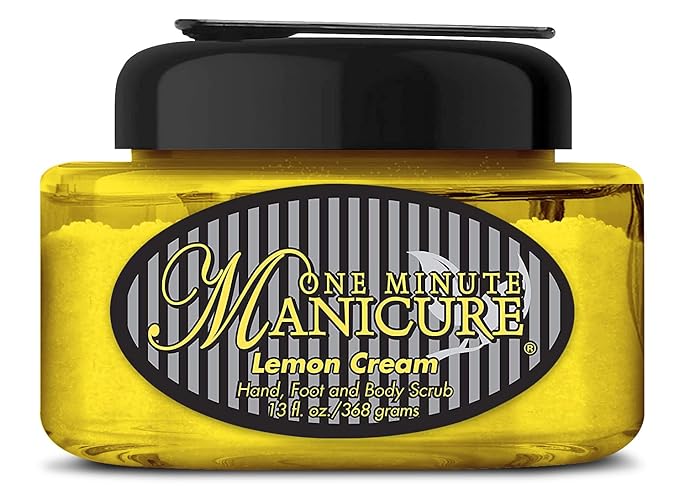 One Minute Manicure Moisturizing Salt Scrub, 13 Oz - Exfoliates & Reconditions Skin, Lemon Cream