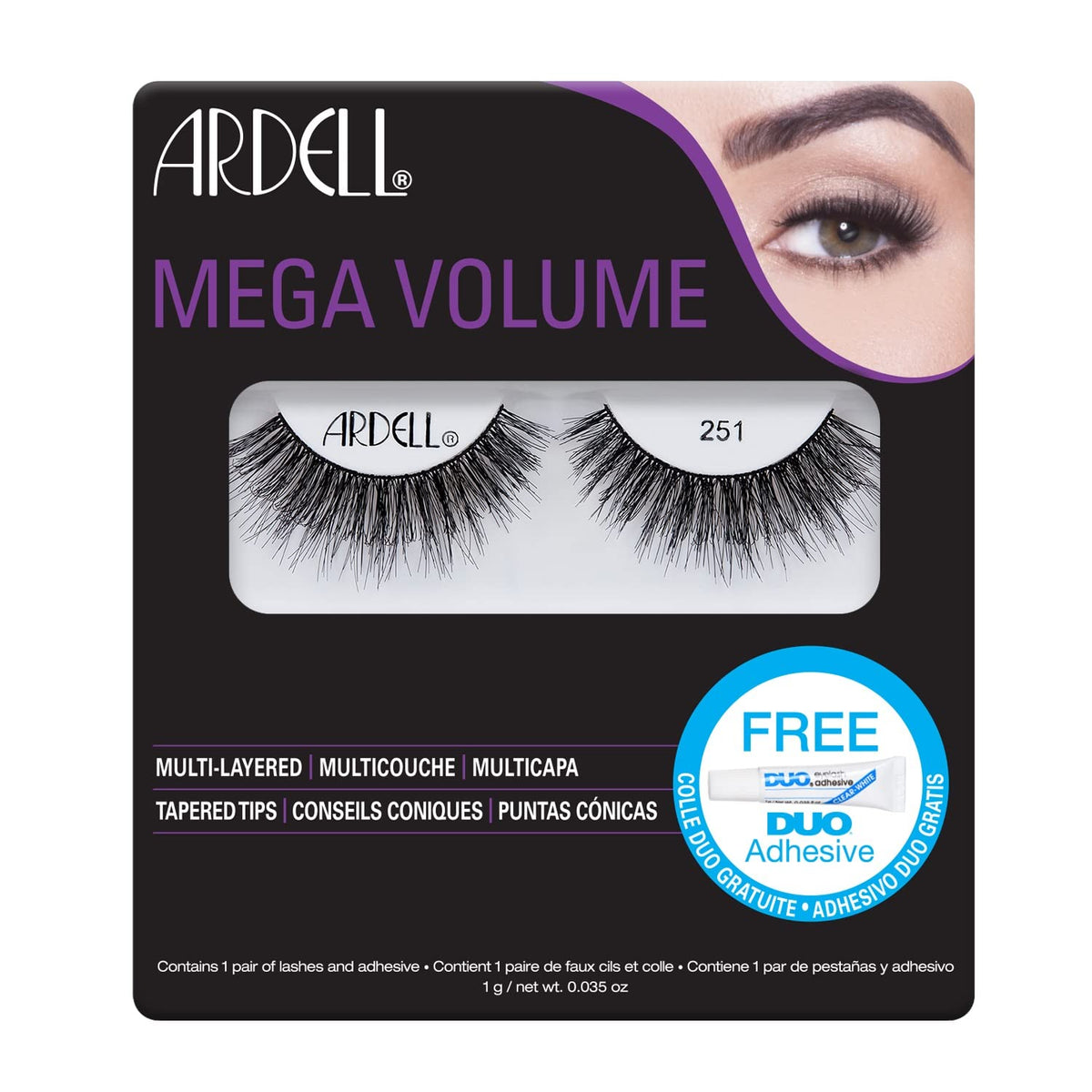 Ardell Mega Volume Lash #251 Black - 1 Pair Eyelashes For Women