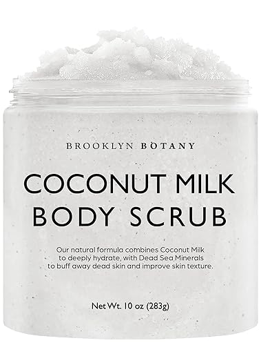 Brooklyn Botany Dead Sea Salt & Coconut Milk Scrub - Moisturizing Exfoliant For Body & Face, 10 Oz