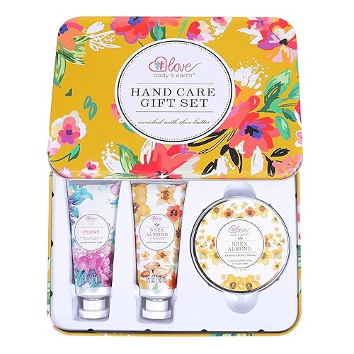 Body & Earth Hand Cream Gift Set - Travel Size Lotion & Exfoliating Cream, 3 Pack, Orange