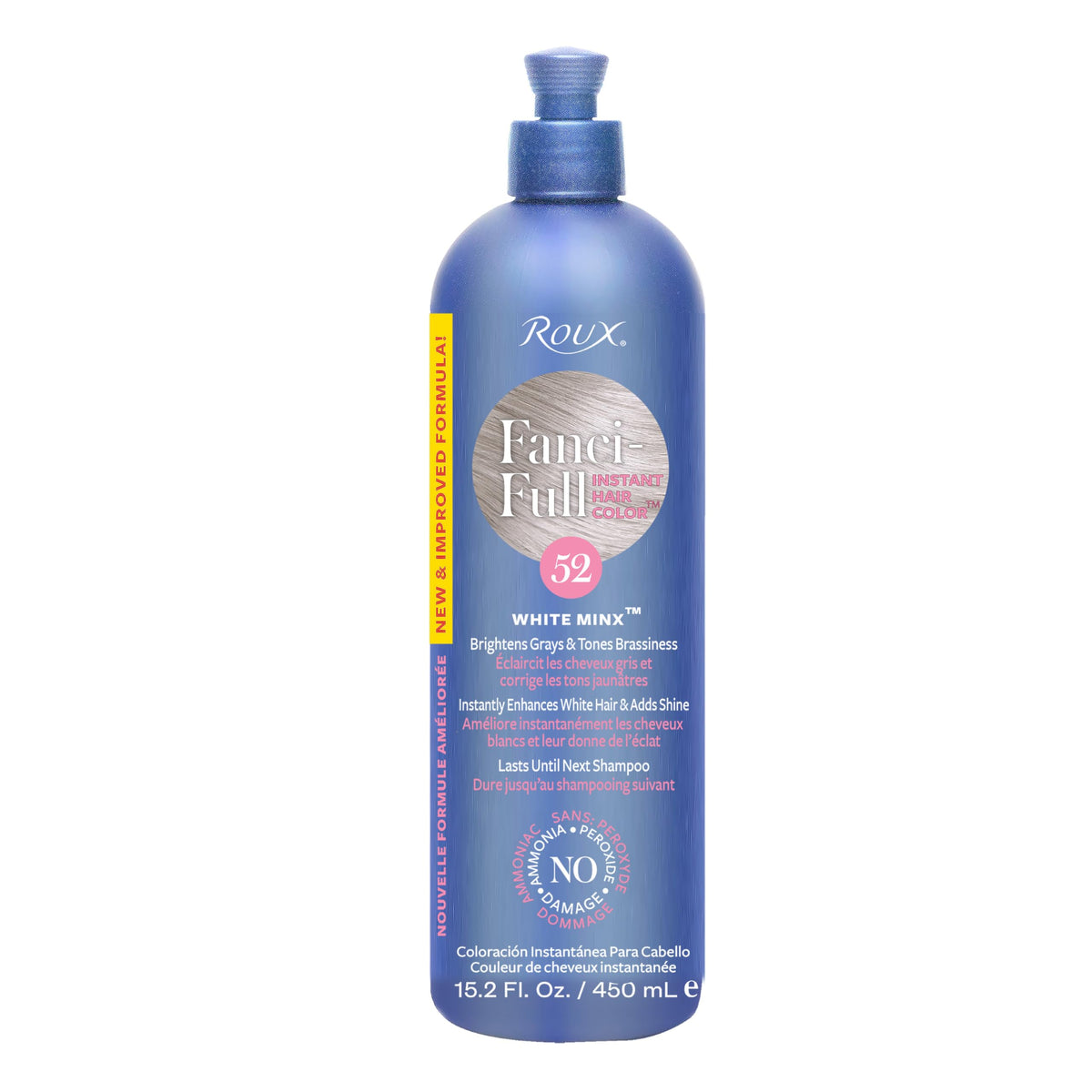 Roux Fanci-Full Instant Hair Color Rinse, 52 White Minx, Blends Gray, 15.2 Oz