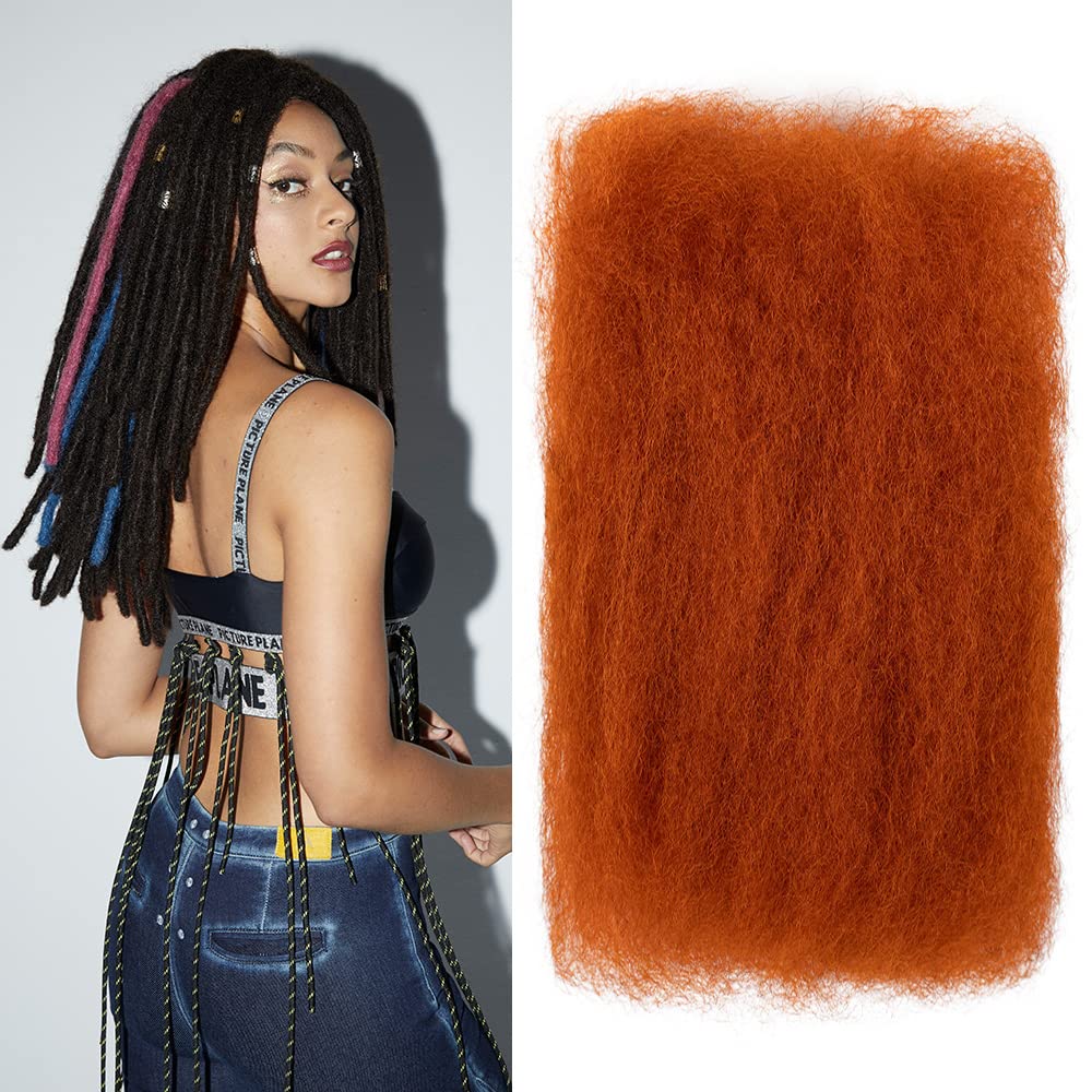 FASHION IDOL Afro Kinky Bulk Human Hair for Dreadlocks & Braids - 50g, Orange, 10&quot;