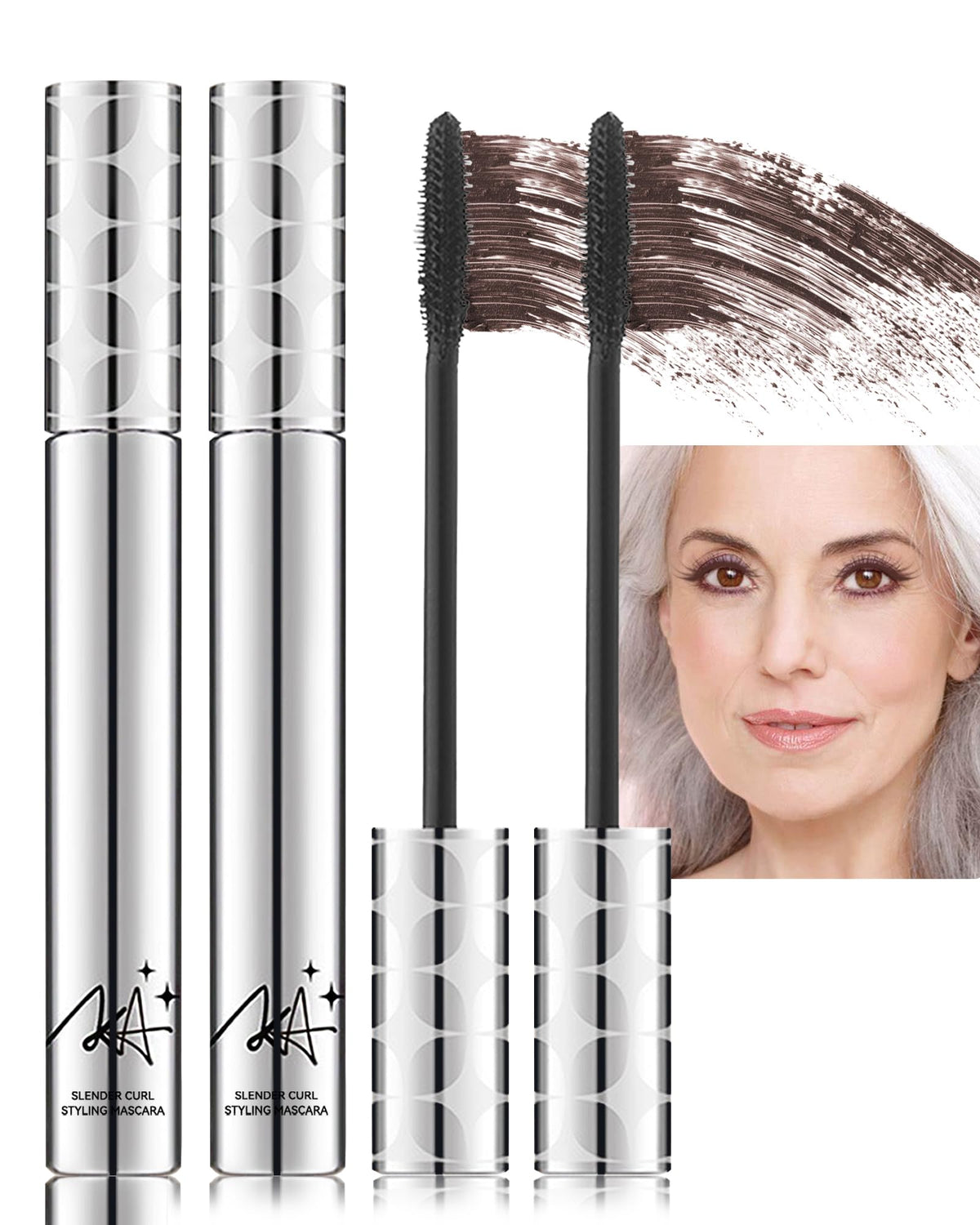 Lestpola Brown Mascara For Mature Women 60+, 2Pcs Waterproof Volumizing For Thinning Lashes