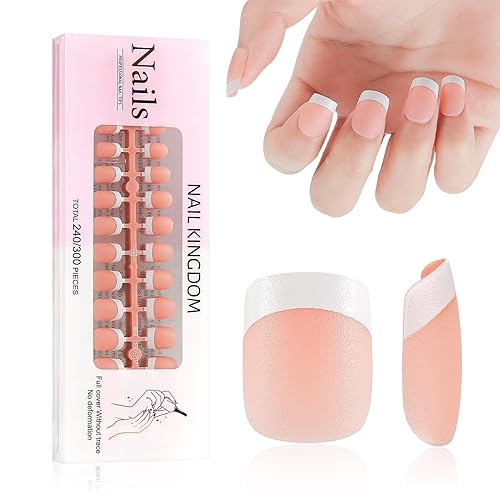 LIARTY 240 Pcs French Press On Nails - Short Square Acrylic Full Cover in Natural Finish