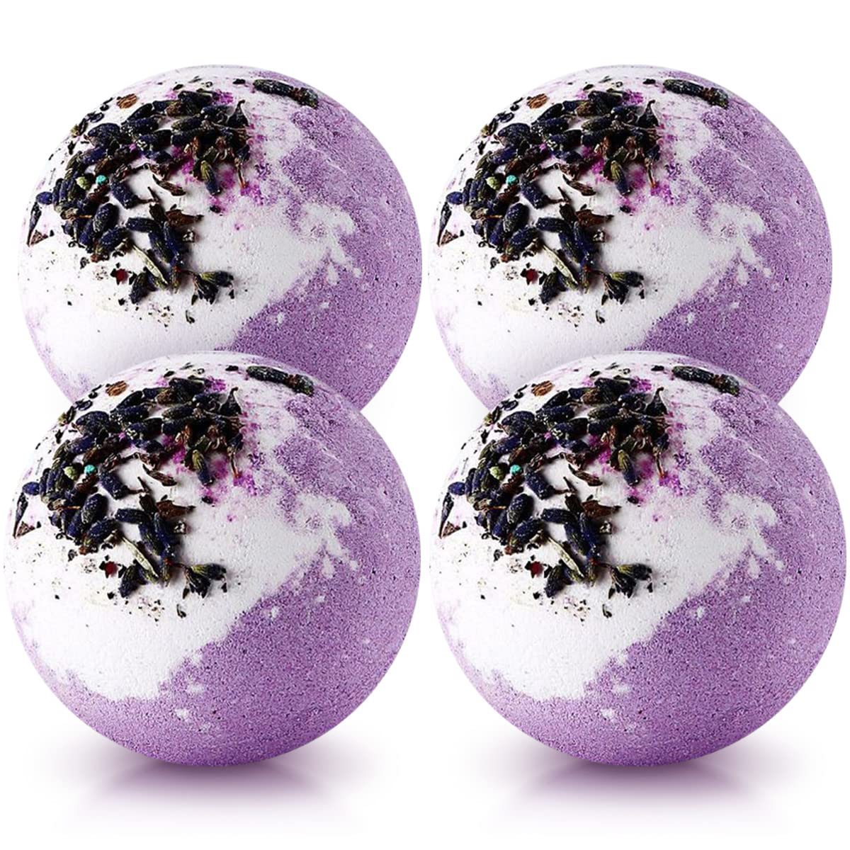 Kastu Lavender Dried Flower Bath Bombs - 4 Pack Gift Set For Relaxation & Self Care