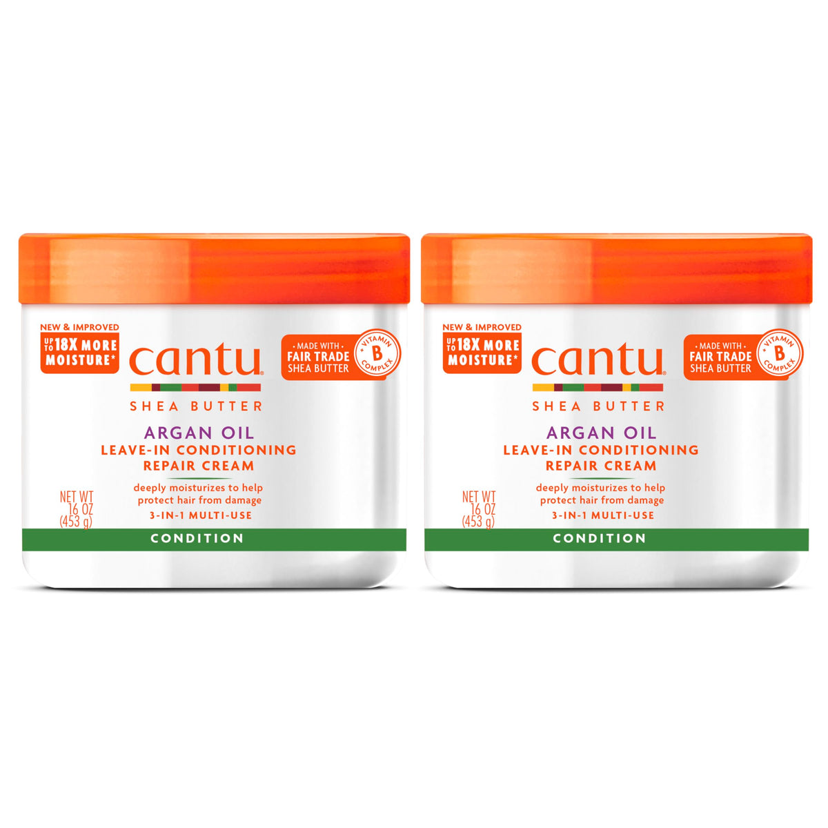 Cantu Leave-In Conditioning Repair Cream With Argan Oil, 16 Oz, Pack Of 2 - Moisturizes & Repairs