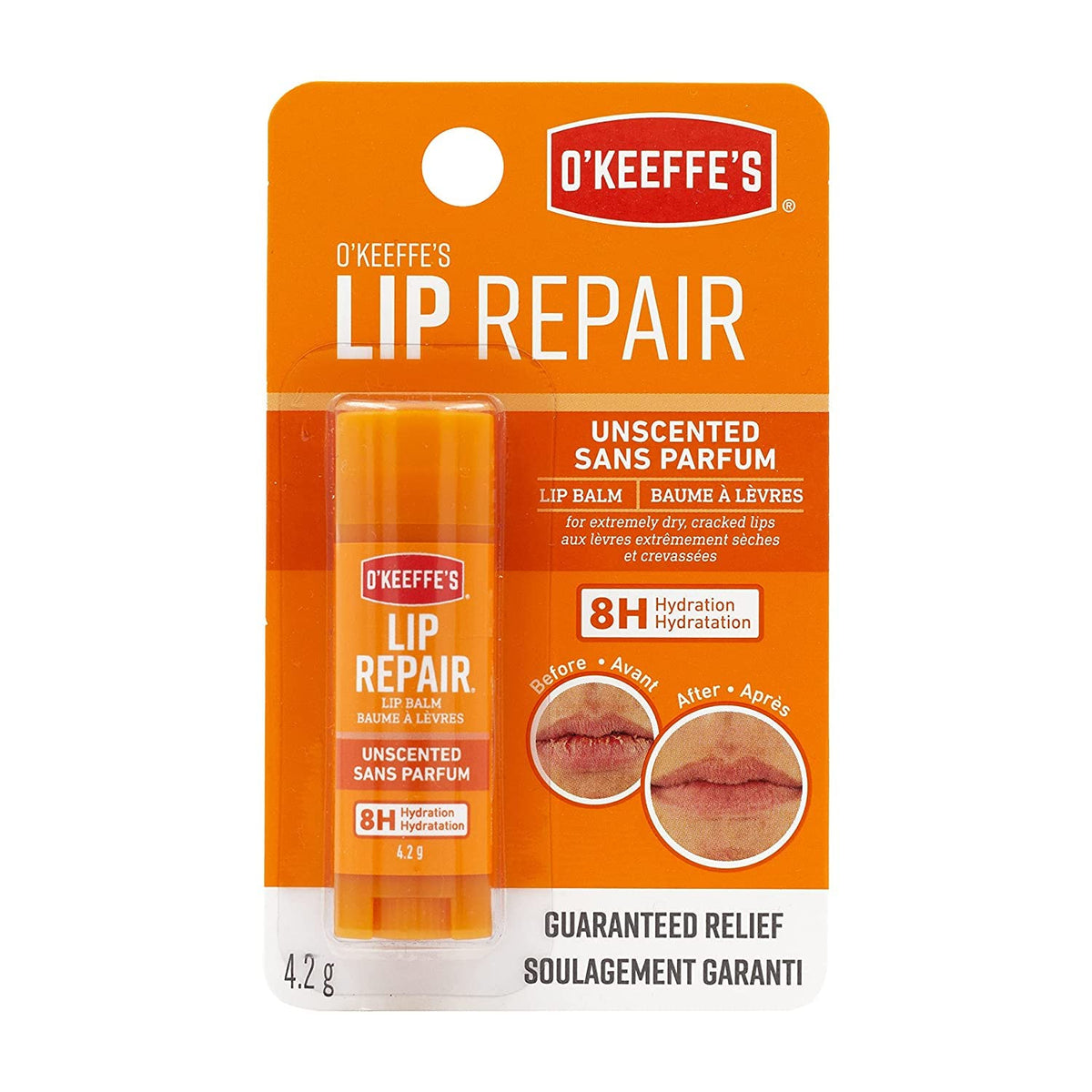 O'Keeffe'S Unscented Lip Repair Balm For Dry Cracked Lips, 5 Pack