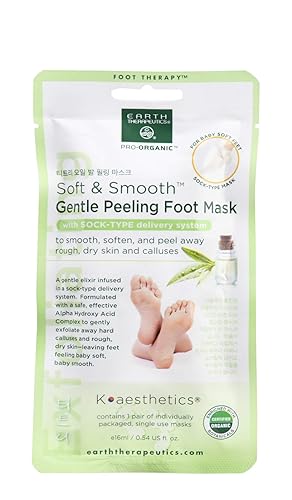 Earth Therapeutics Soft & Smooth Gentle Peeling Foot Mask - 1 Count, Exfoliating Treatment