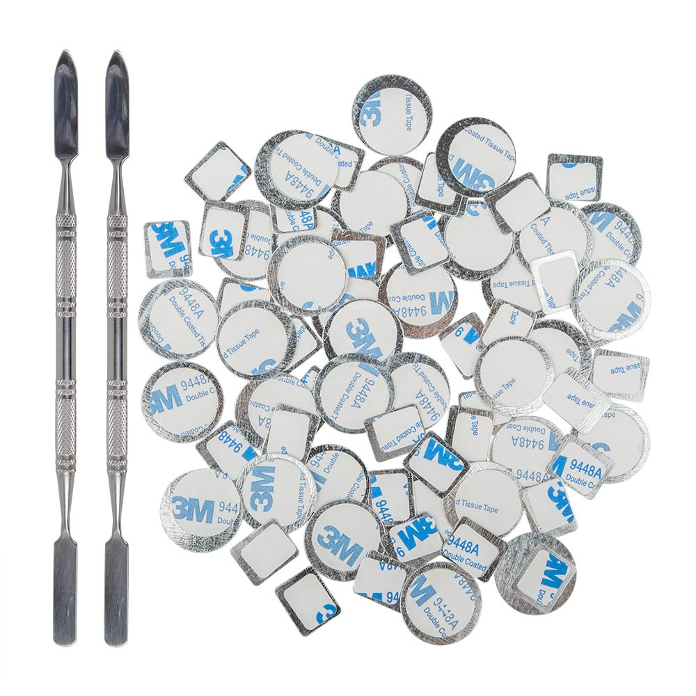 Danzix 70Pcs Metal Stickers For Eyeshadow Palette + 2 Depotting Spatulas For Makeup