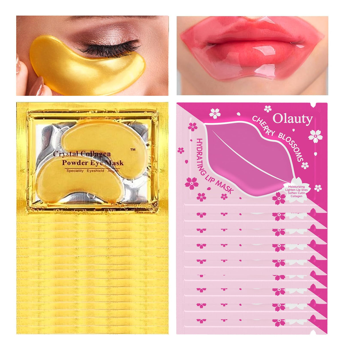 Minfei 30 Pairs Collagen Lip & Eye Masks For Puffy Eyes, Moisturizing, Fine Lines & Dark Circles