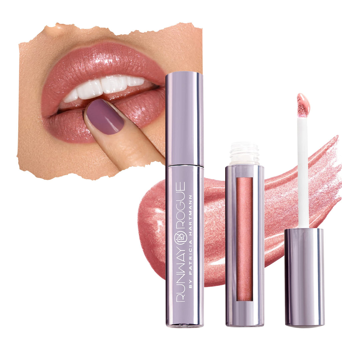 Runway Rogue LuxGloss Lip Gloss - High-Pigment Shimmer Rose-Pink, 1 Fl Oz, Strike a Pose