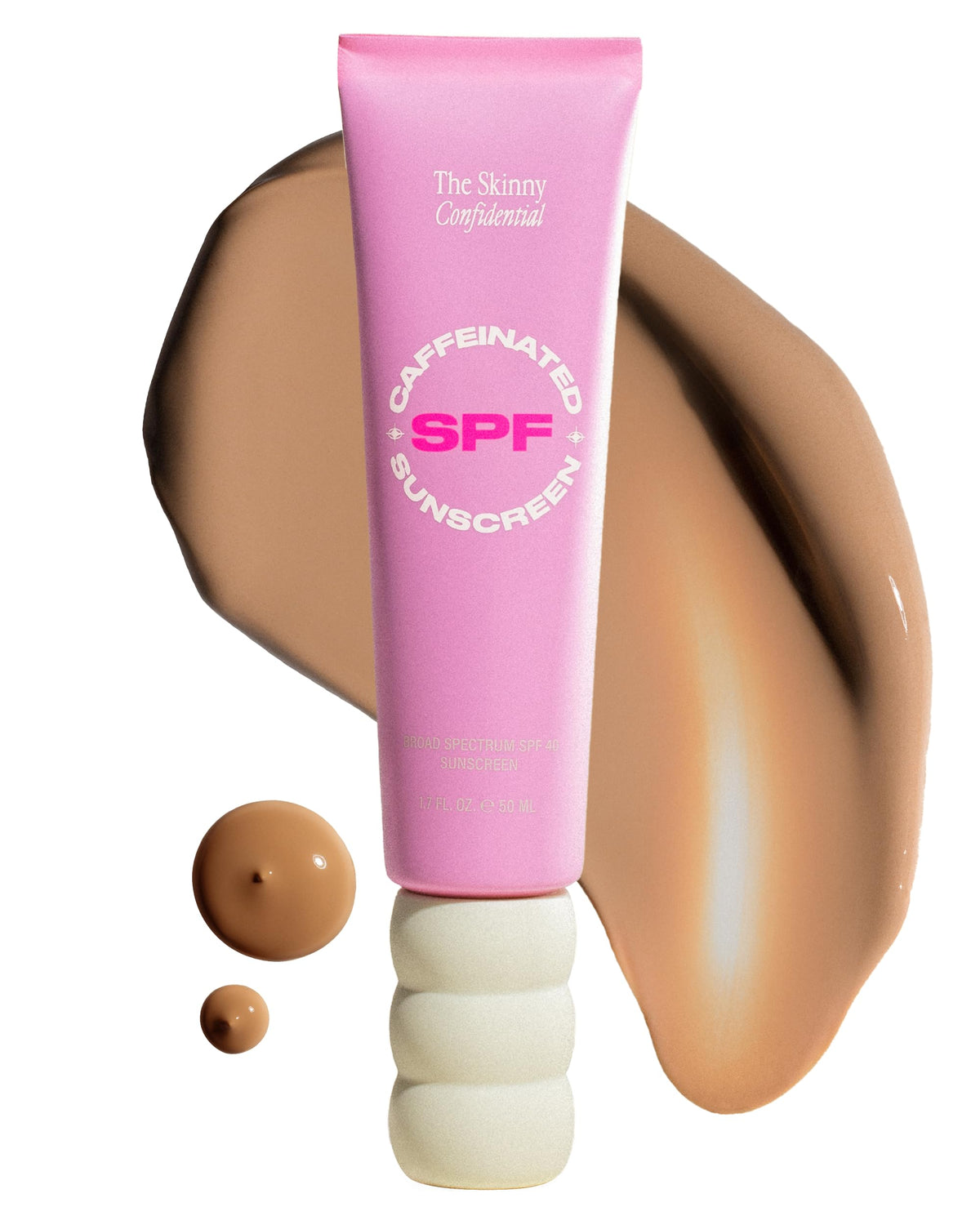 The Skinny Confidential Spf 40 Caffeinated Mineral Sunscreen - Fragrance-Free, No White Cast, 1.7 Fl Oz