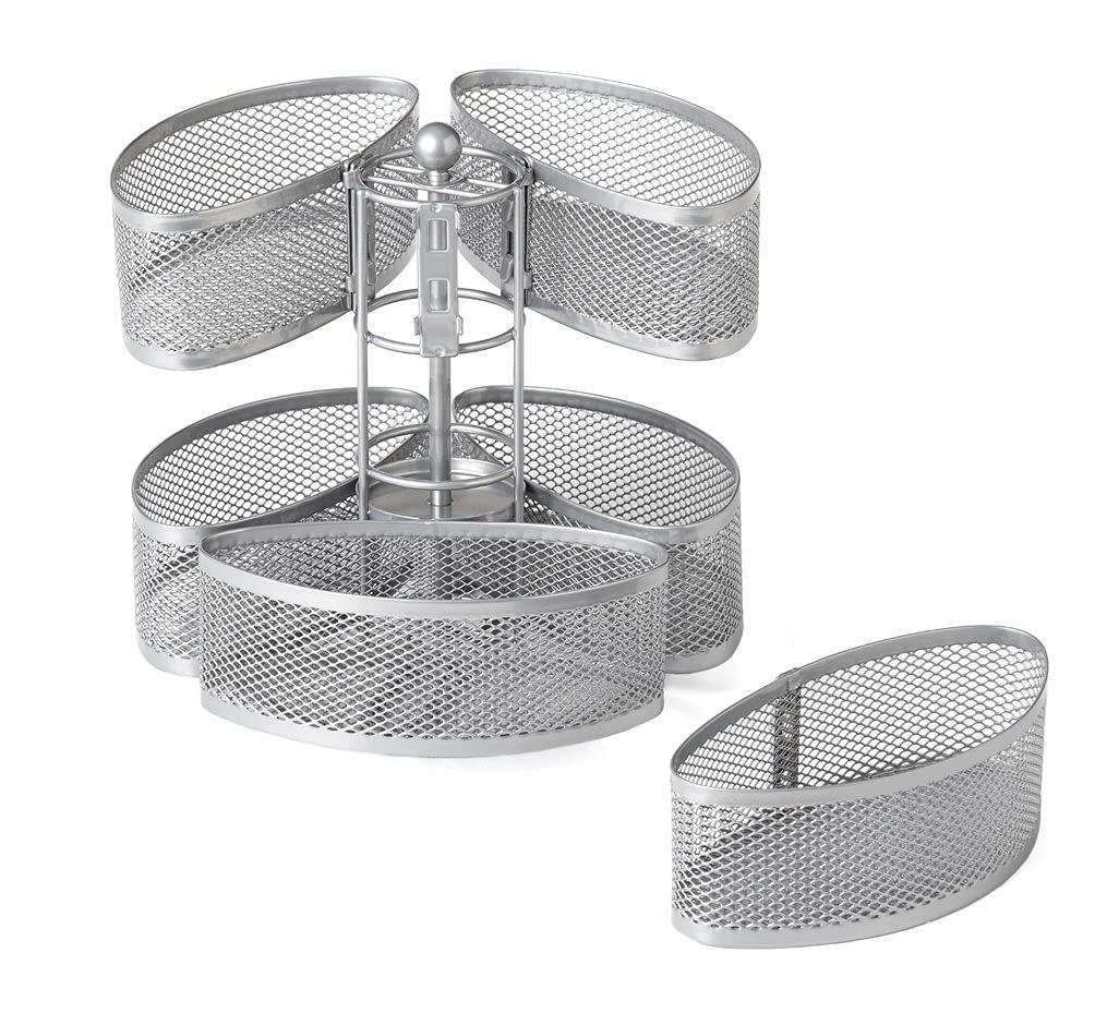 Nifty Organizing Carousel - Silver 360-Degree Spins, Cosmetic & Vanity Storage Organizer