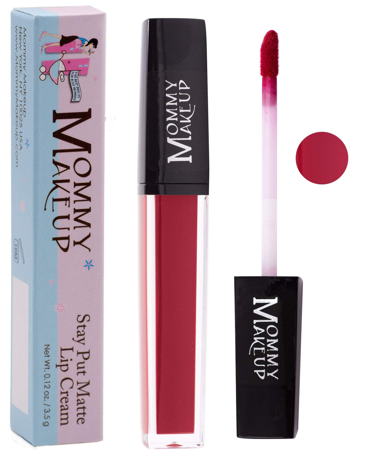 Mommy Makeup Kiss Proof Matte Lip Cream - Miss Scarlett, Long Wear, Waterproof Lipstick 0.12 Oz