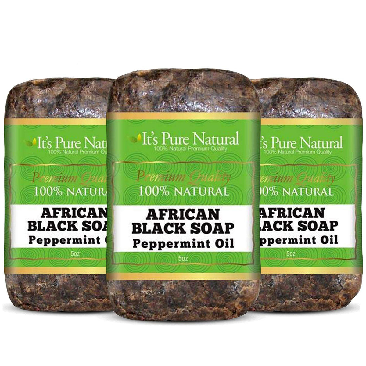 It'S Pure Natural African Black Soap Bars With Peppermint Oil - Acne Treatment (Pack Of 3)