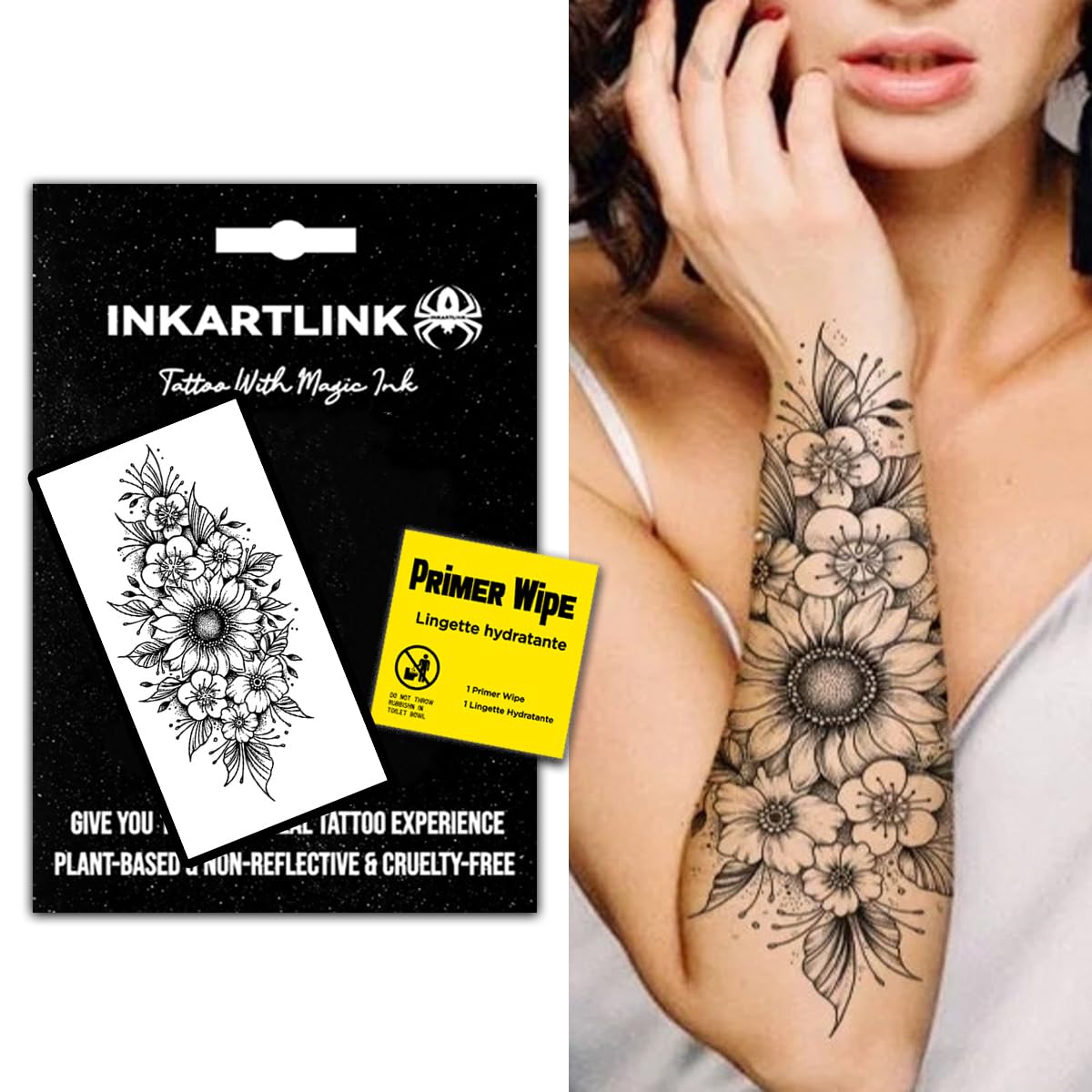 Inkartlink Blooming Chrysanthemum Semi Permanent Tattoo - Realistic, Waterproof, Cruelty-Free