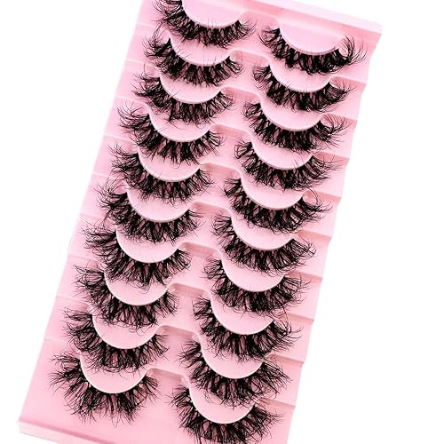 HBZGTLAD 3D Soft Mink Eyelashes - Thick, Winged, Handmade False Lashes, Black, Natural Look