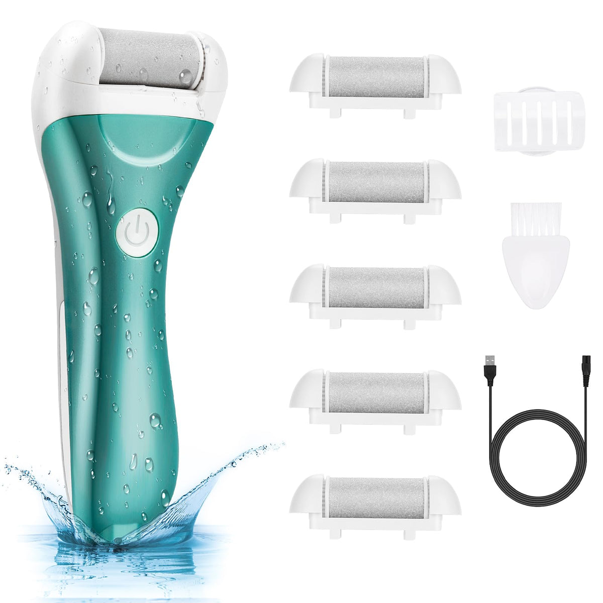 Nicebirdie Electric Callus Remover - Rechargeable Waterproof Foot File For Cracked Heels, Green