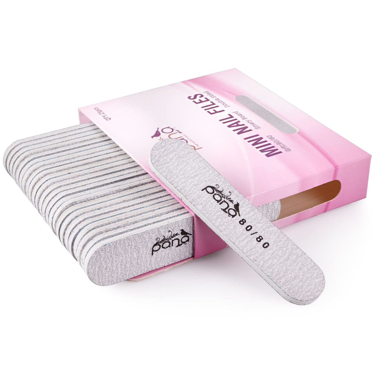 Pana 25Pcs Mini Zebra Nail Files 80/80 Grit Emery Boards For Manicure & Pedicure