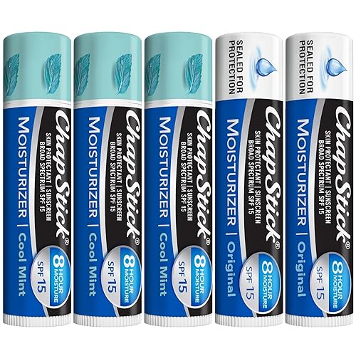 Chapstick Lip Balm 2-In-1 Moisturizer Spf 15 Bundle - Cool Mint & Original 5-Pack