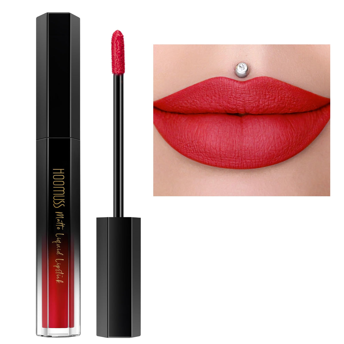 Hoomuss Ruby Red Matte Liquid Lipstick - Long Lasting, Non-Transfer, Cruelty-Free, 1 Oz