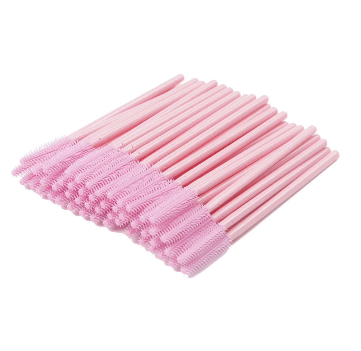 BIHRTC 100 Disposable Silicone Eyelash Mascara Brushes - Pink Makeup Applicator Set