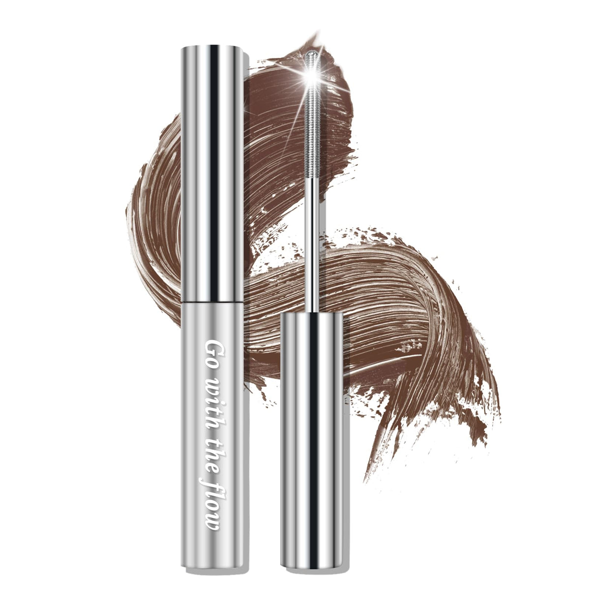 Erinde Brown Waterproof Metal Mascara, Long Lasting, Smudge-Proof, Brushless Wand, 0.81Oz