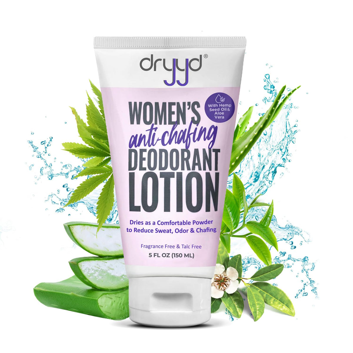 Dryyd Womens Deodorant Lotion, 5Oz Talc-Free Anti-Chafing Cream For Sweat & Itch Relief