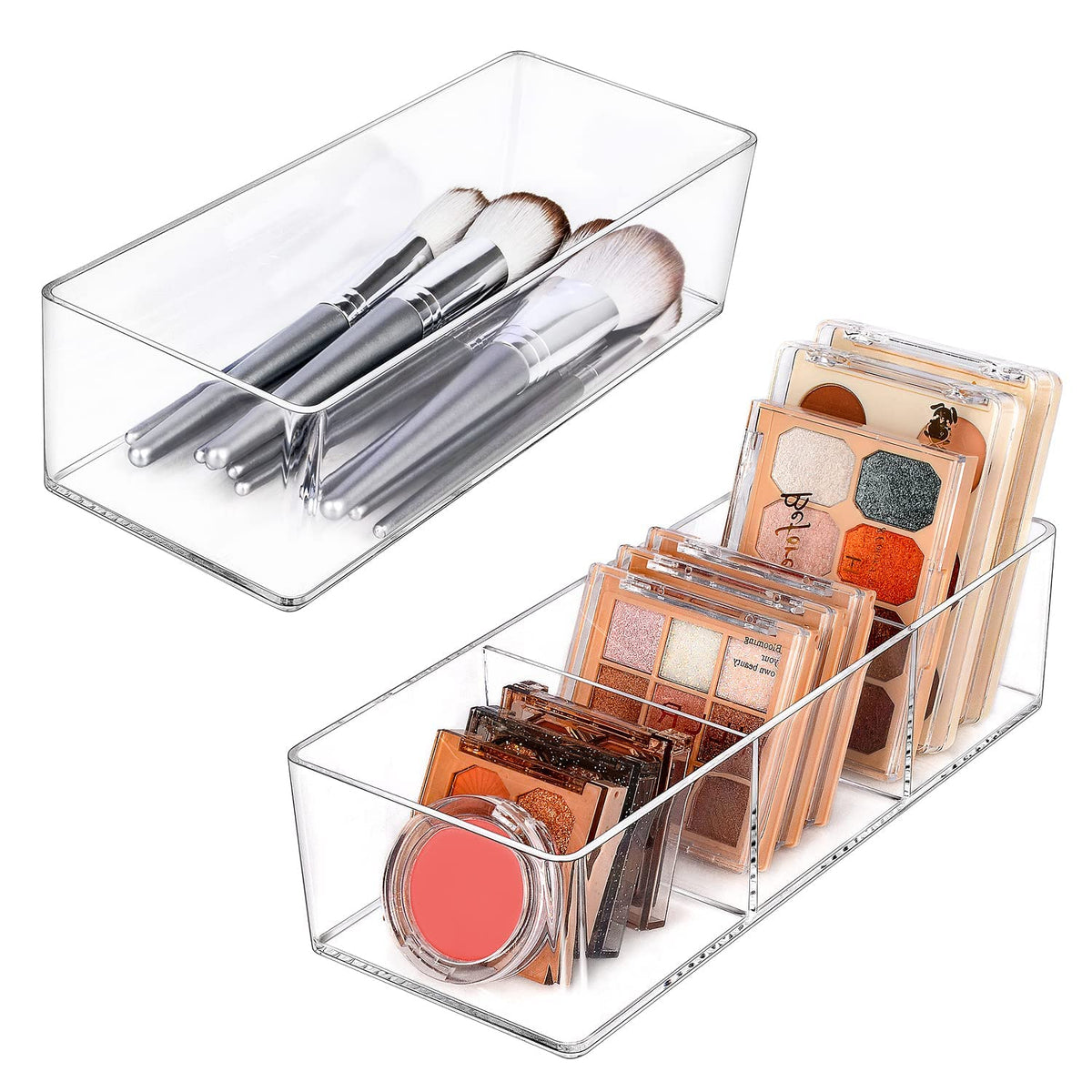 Jesslab Acrylic Makeup Organizer, 2Pk Transparent Cube Sections For Drawer & Vanity Storage