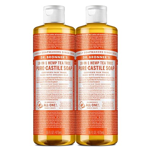 Dr. Bronner'S Pure-Castile Liquid Soap, Tea Tree, 16 Oz (2-Pack), Vegan, 18-In-