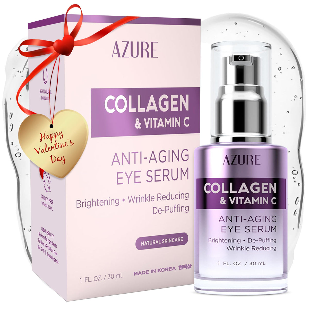 AZURE Anti Aging Eye Serum with Collagen & Vitamin C - Reduces Wrinkles & Dark Circles, 30mL