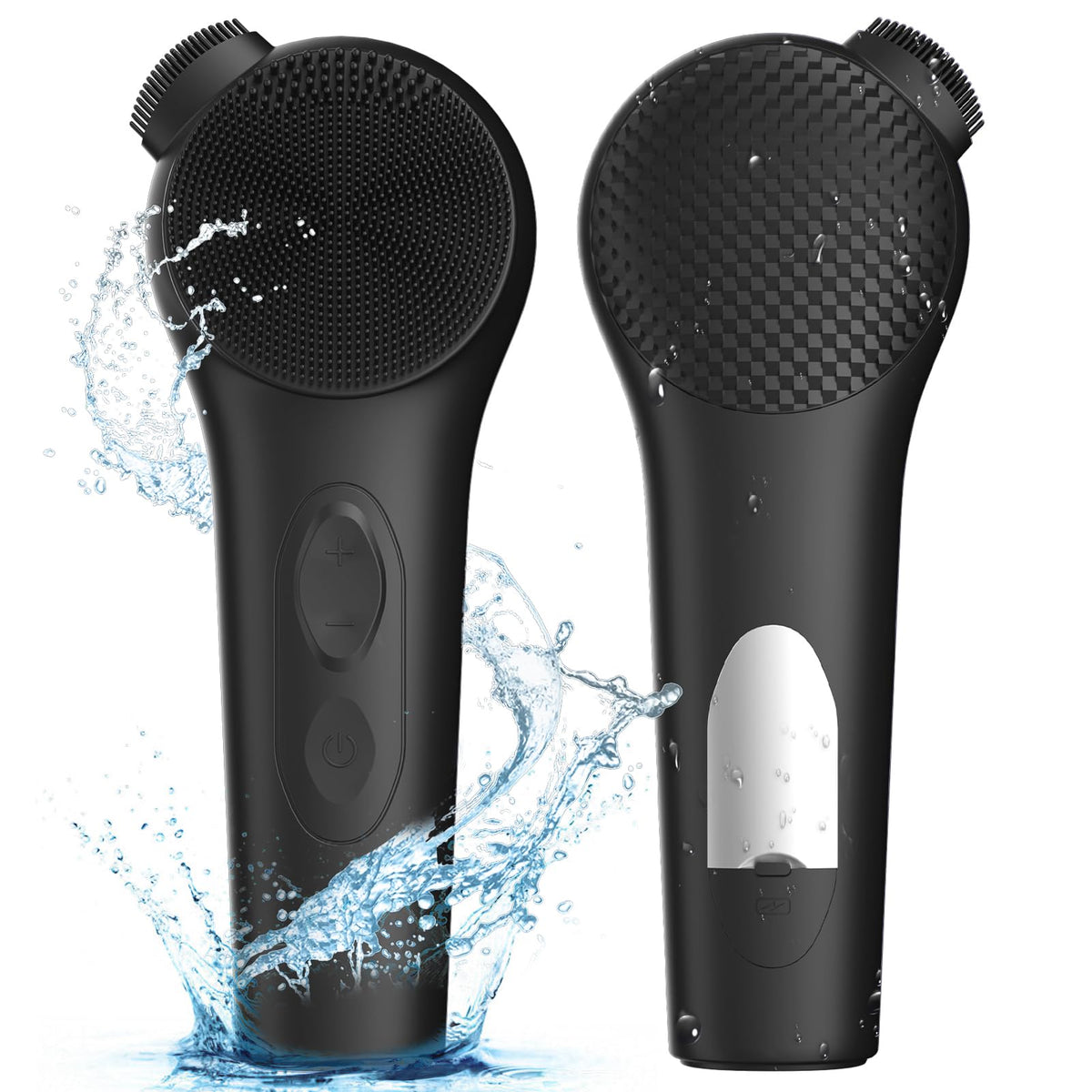 Adinc Waterproof Rechargeable Face Scrubber With 5 Modes - Black Electric Cleansing Brush