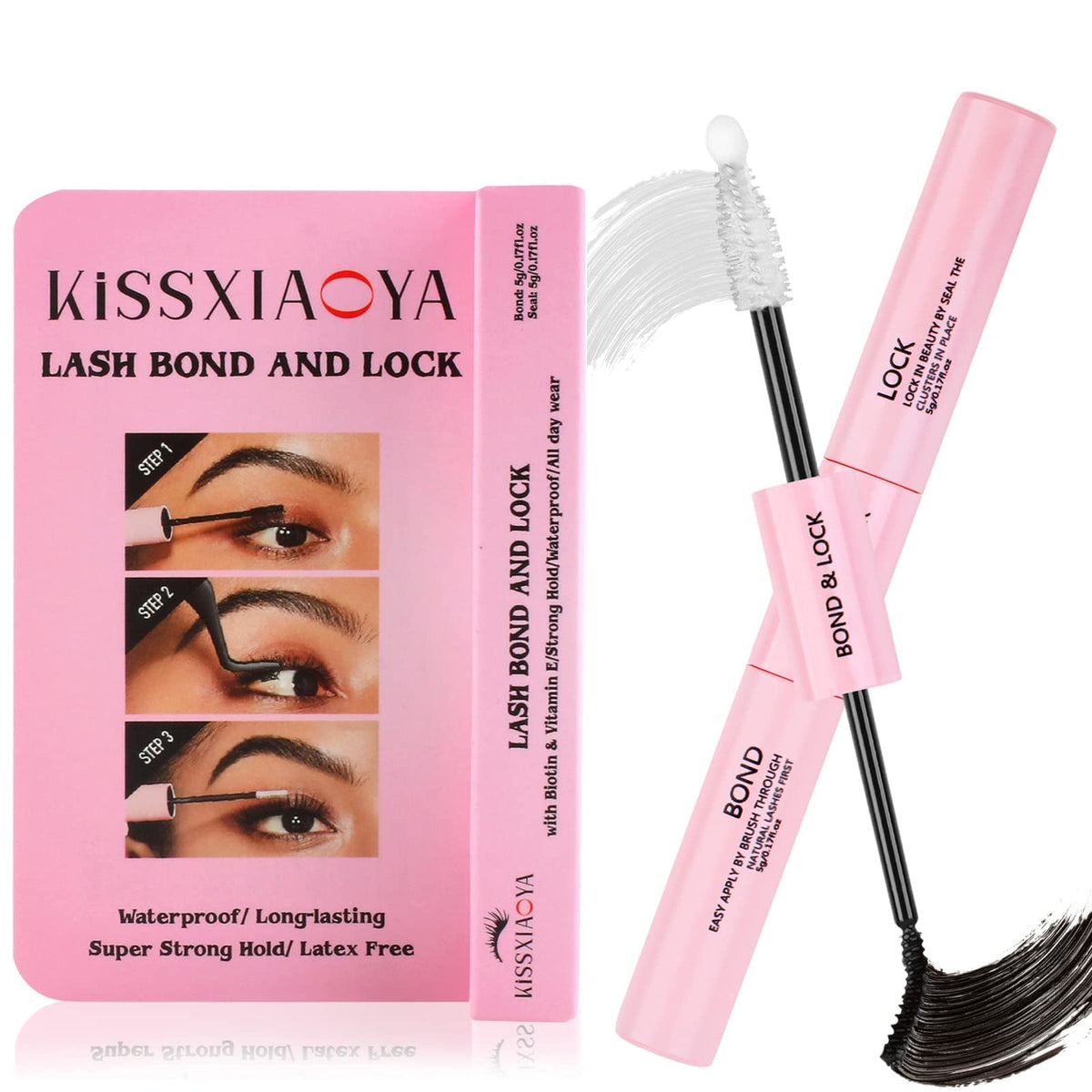 Kissxiaoya Cluster Eyelash Glue - Super Strong Hold, Waterproof Lash Bond & Seal For Diy Extensions