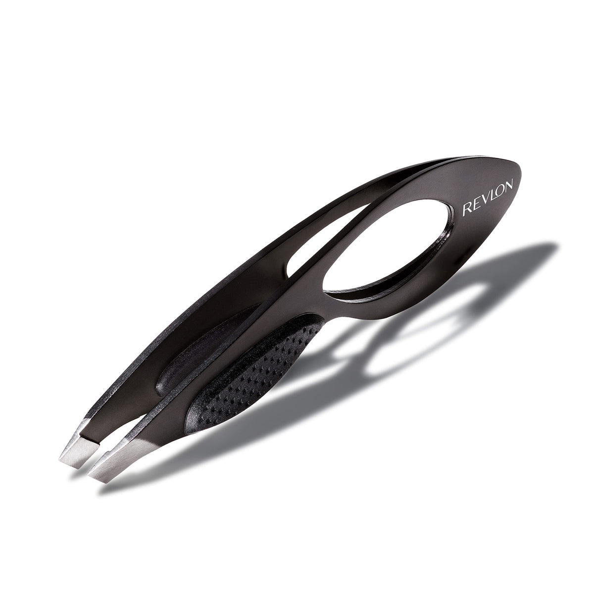 Revlon Comfort and Control Tweezer - Easy Grip Stainless Steel Eyebrow Tool, Black