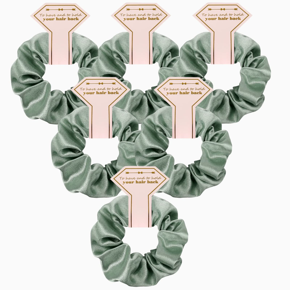 Loanzeg Satin Bridesmaid Scrunchies Set Of 6, Sage Green Hair Ties For Wedding Party Favors