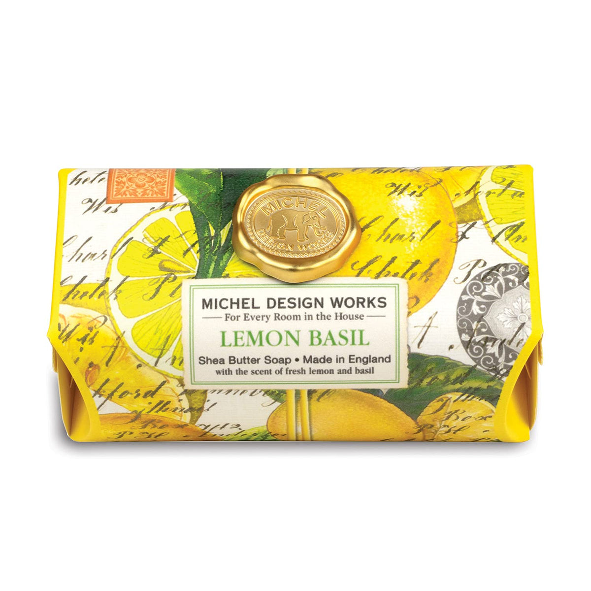 Michel Design Works Lemon Basil Large Bath Soap Bar, 8.7 Ounce, Luxury Fragrance