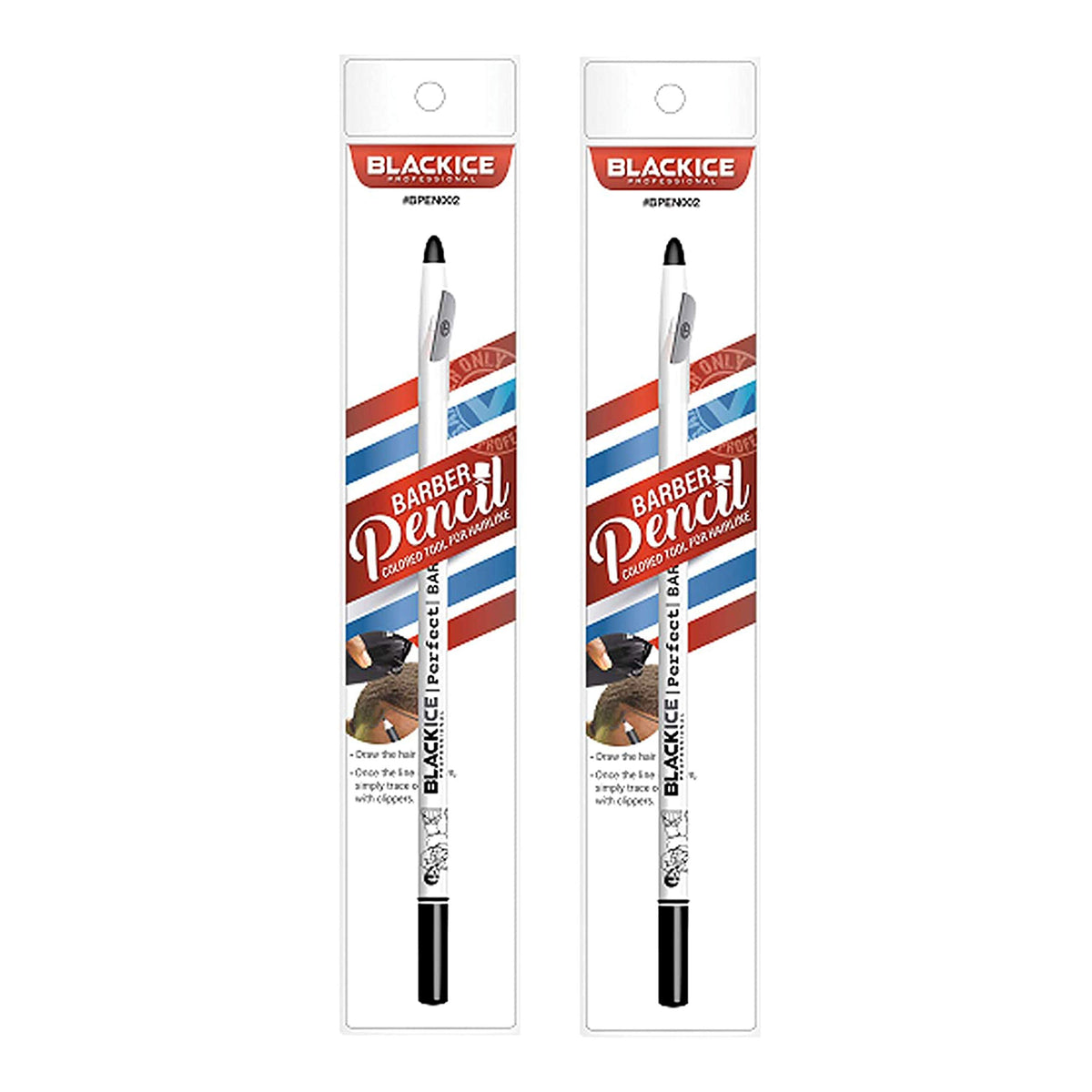 Black Ice Barber Pencils - (2 Pack) Black Ice Spray in White, Perfect for Precise Styling