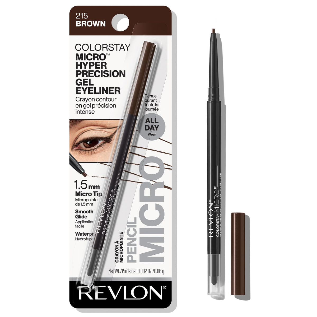 Revlon Colorstay Gel Eyeliner, Waterproof Brown With Smudger, 0.002 Oz - Precision Tip