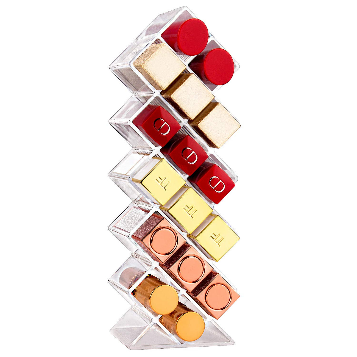 Jesslab Acrylic Lipstick Organizer - Clear 16-Slot Lip Gloss Tower For Bathroom Vanity Storage