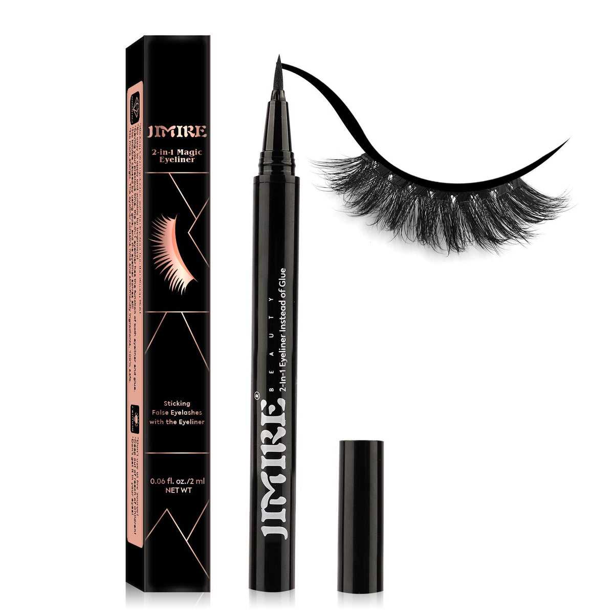 JIMIRE 2-in-1 Magic Eyeliner for False Eyelashes – Extra Strong Hold, No Glue or Magnet Needed