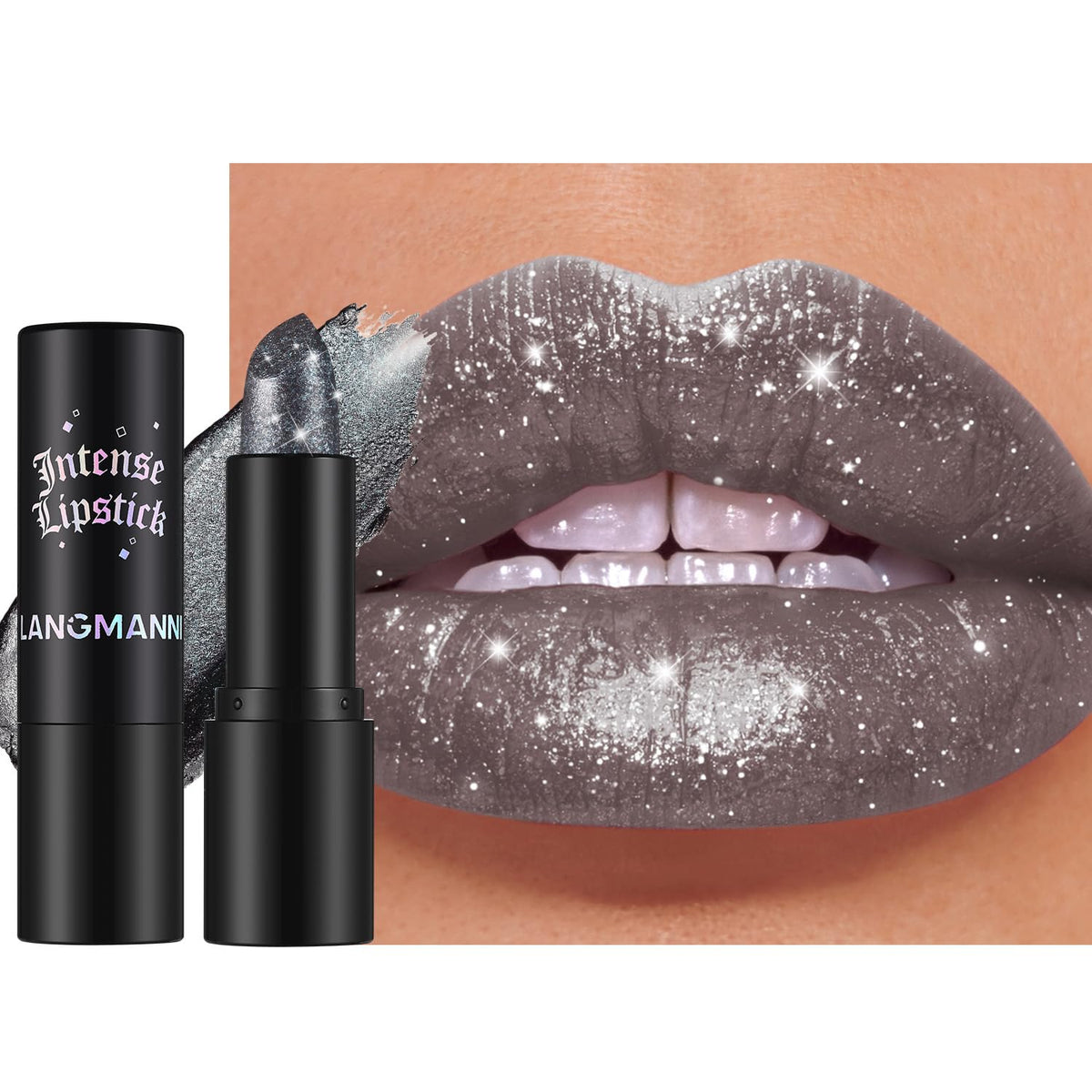 Jolilab Sparkling Lipstick Gloss, Long Lasting Waterproof, Glamorous Black, Non-Sticky, 1 Count