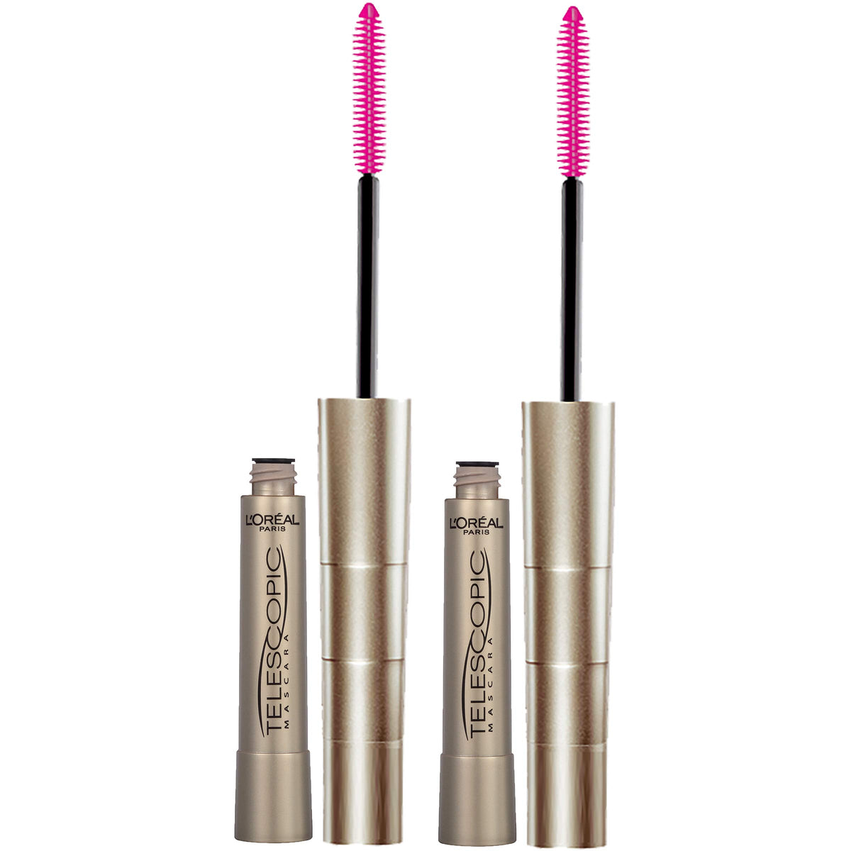 L’Oréal Paris Telescopic Lengthening Mascara, Washable Blackest Black, 0.27 Fl Oz, 2 Count