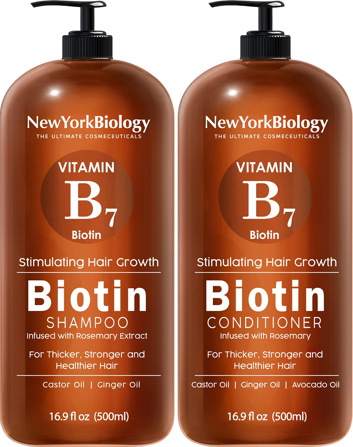 New York Biology Biotin Shampoo & Conditioner Set For Hair Growth - 16.9 Fl Oz - Anti Dandruff