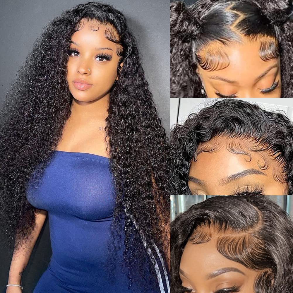 CYNOSURE 22&quot; HD Transparent Lace Front Wig - 180% Density Kinky Curly Human Hair for Black Women