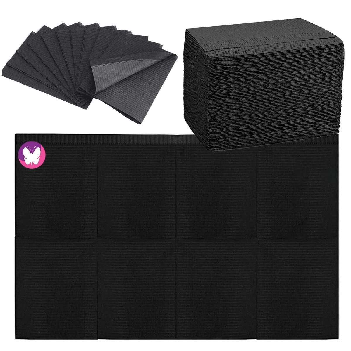 Golashfun 50Pcs Black Waterproof 3 Ply Nail Table Mats - Disposable Nail Art Paper Towels 13&quot; X 17