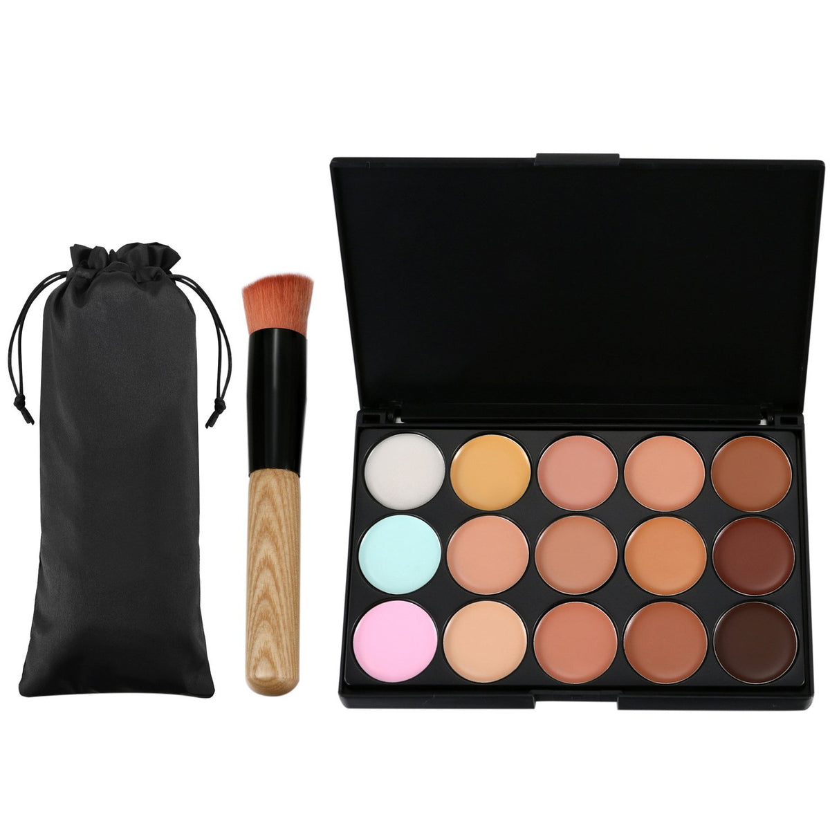 Vtrem 15 Colors Contour Palette Kit - Camouflage Concealer & Eyeshadow Makeup With Brush