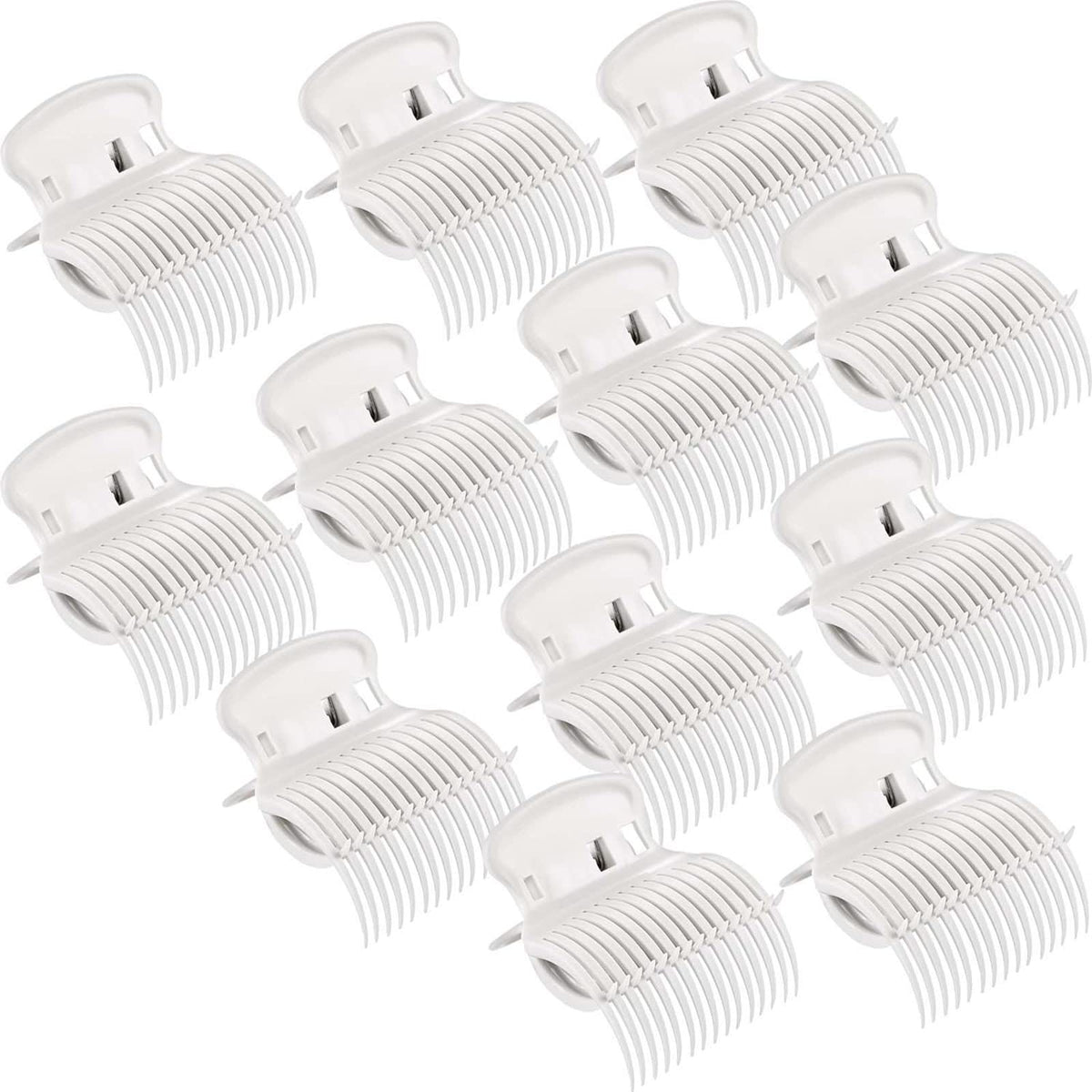 Syhood 12 Pieces Hot Roller Hair Curler Claw Clips - White, for Small, Medium, Large Rollers