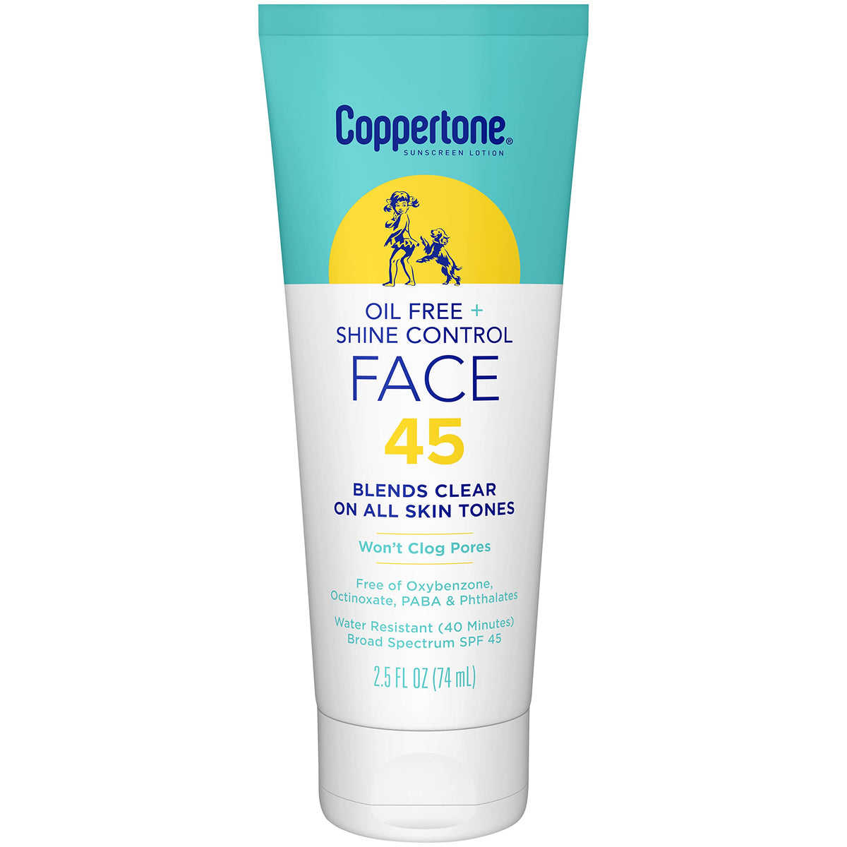 Coppertone Oil Free Sunscreen Face Lotion Spf 45, Fragrance-Free, 2.5 Fl Oz For All Skin Tones