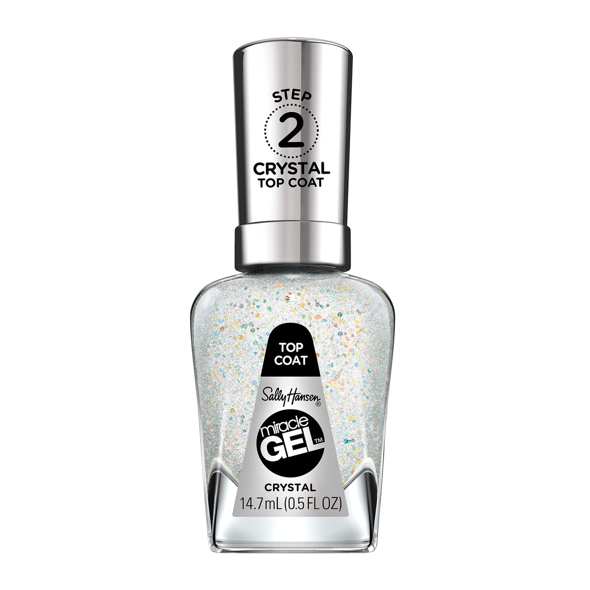 Sally Hansen Miracle Gel Crystal Top Coat - Long Lasting, No Uv Lamp Needed, Clear Nail Polish