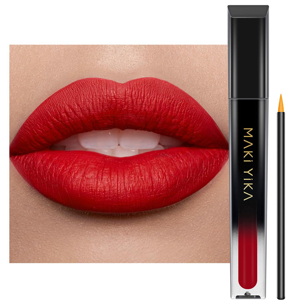 Maki Yika Ruby Red Lipstick - Long Lasting, No Smudge, Matte Liquid, Transferproof, Cruelty-Free